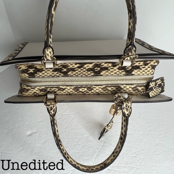 Coach Zoe Chalk Exotic Snakeskin Trim Top Handle Satchel Bag F68293 Zoe - Picture 12 of 15